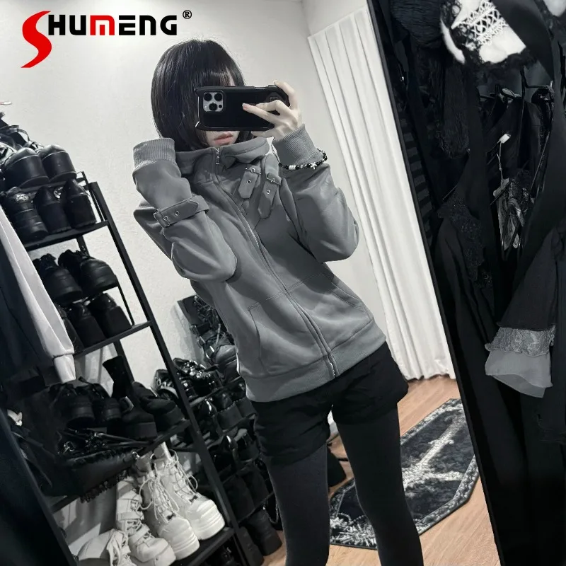 Japanese Rojita Style New Stand Collar Fleece Lined Lace-up Zipper Sweatshirts Autumn Winter Slim Fit Hooded Short Jacket Hoodie
Japanese Rojita Style New Stand Collar Fleece Lined Lace-up Zipper Sweatshirts Autumn Winter Slim Fit Hooded Short Jacket Hoodie