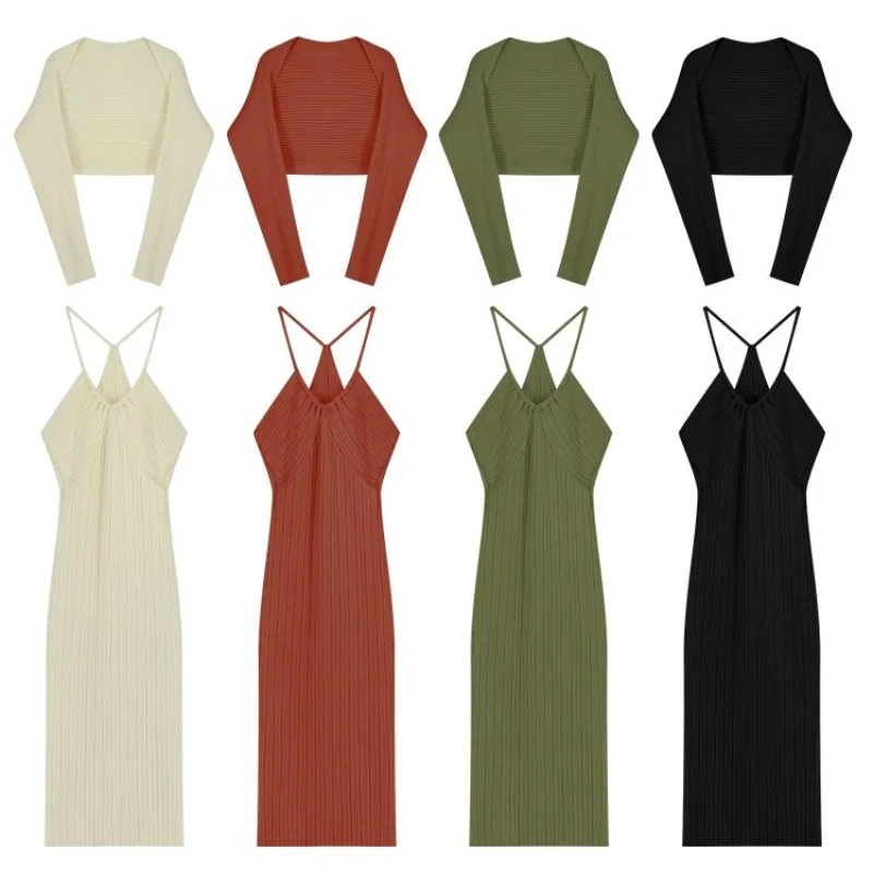 Pure Desire Style Retro Sexy Knitted Suit 2023 Spring Autumn New Fashionable and Elegant Sling Dress+Cardigan Two Piece Set
Pure Desire Style Retro Sexy Knitted Suit 2023 Spring Autumn New Fashionable and Elegant Sling Dress+Cardigan Two Piece Set