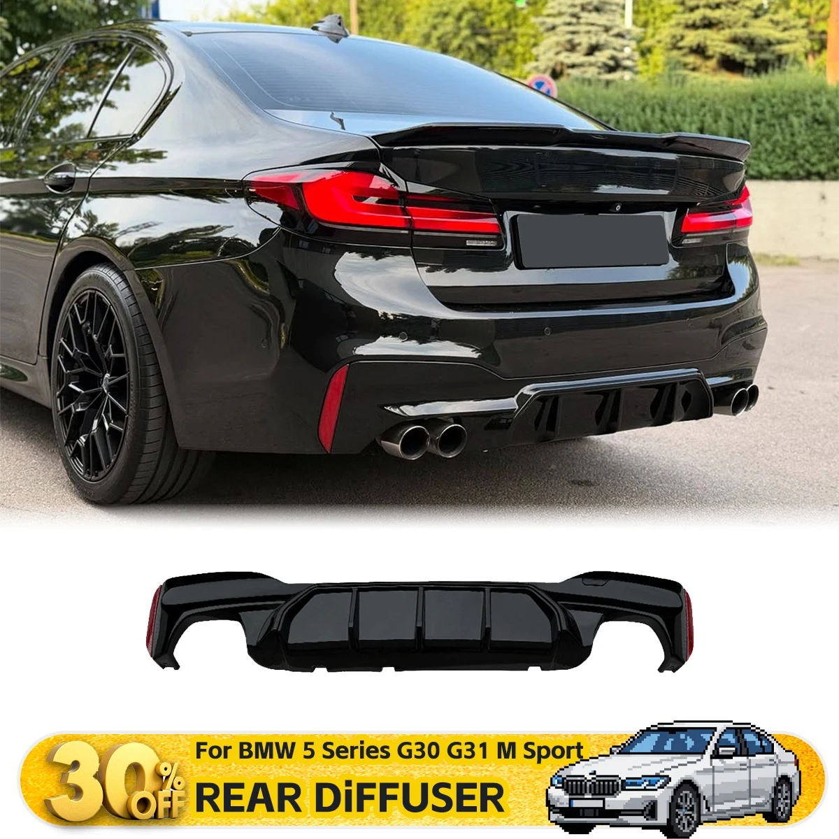 For BMW 5 Series G30 G31 M Sport 2018-2023 Rear Diffuser Bumper Splitter Lip Spoiler Car Body Kits Exterior Parts Accessories
For BMW 5 Series G30 G31 M Sport 2018-2023 Rear Diffuser Bumper Splitter Lip Spoiler Car Body Kits Exterior Parts Accessories