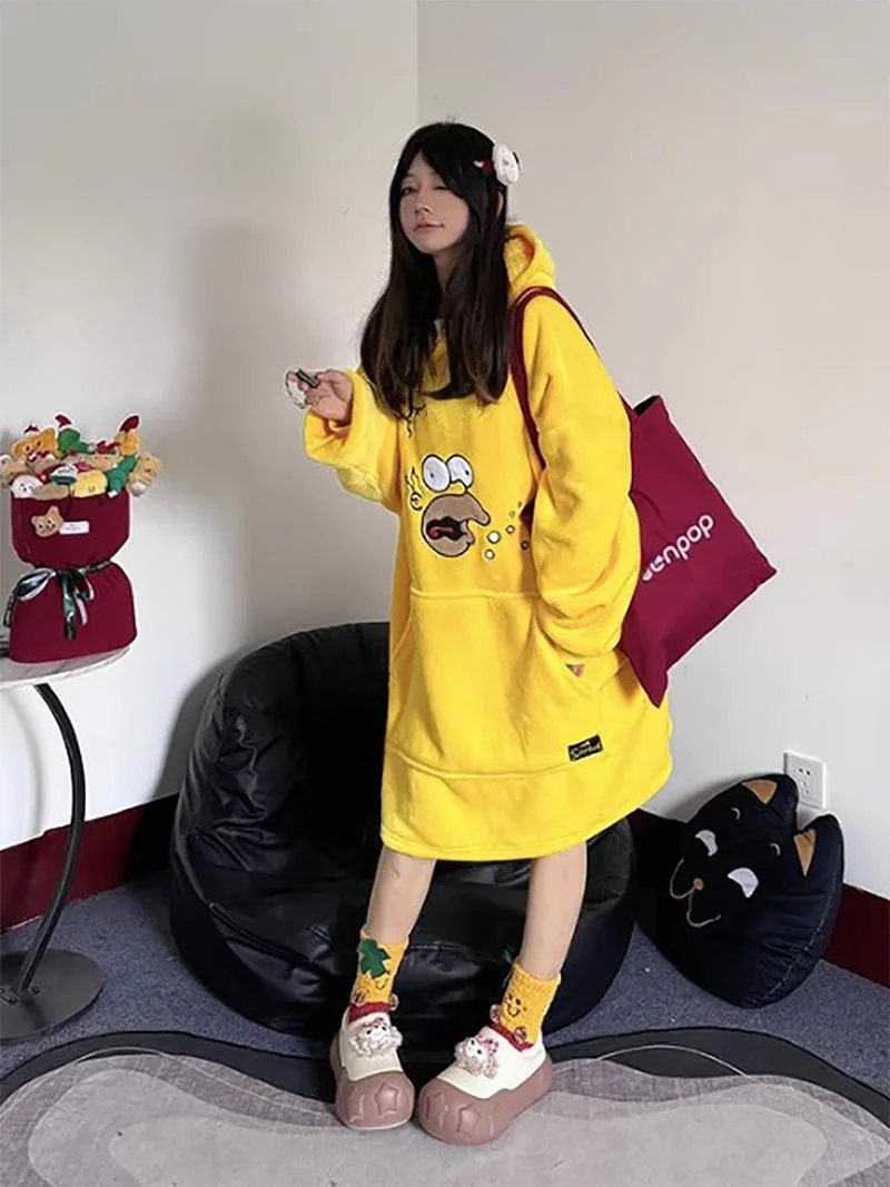 Cute Cartoon Flannel Warm Fleece Long Loose Hoodie Home Clothes Coat Lazy Robe Home Comfortable Long Sleeve Thermal Hoodie
Cute Cartoon Flannel Warm Fleece Long Loose Hoodie Home Clothes Coat Lazy Robe Home Comfortable Long Sleeve Thermal Hoodie