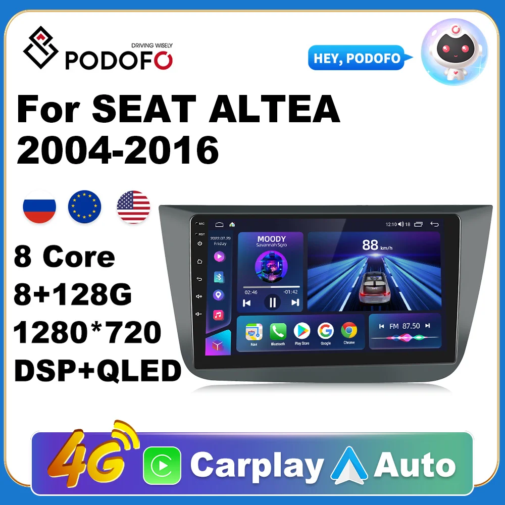 Podofo Carplay DSP RDS 2din Android 11 автомобильный Радио мультимедийный видео плеер навигация GPS для SEAT ALTEA 2004-2016 4G
Podofo Carplay DSP RDS 2din Android 11 автомобильный Радио мультимедийный видео плеер навигация GPS для SEAT ALTEA 2004-2016 4G