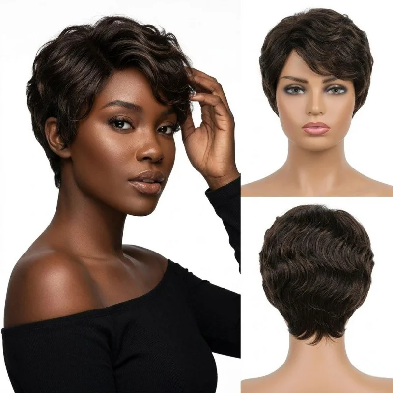 Layered pixie synthetic full wig, brown mixed blonde for white women, fit daily & cosplay.
Layered pixie synthetic full wig, brown mixed blonde for white women, fit daily & cosplay.