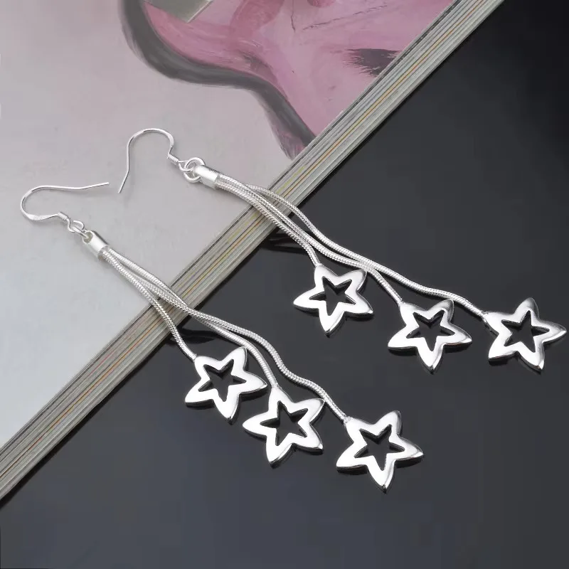 High quality noble 925 Sterling Silver Tassel hanging stars Earrings for woman fashion wedding party Jewelry Christmas Gift
High quality noble 925 Sterling Silver Tassel hanging stars Earrings for woman fashion wedding party Jewelry Christmas Gift