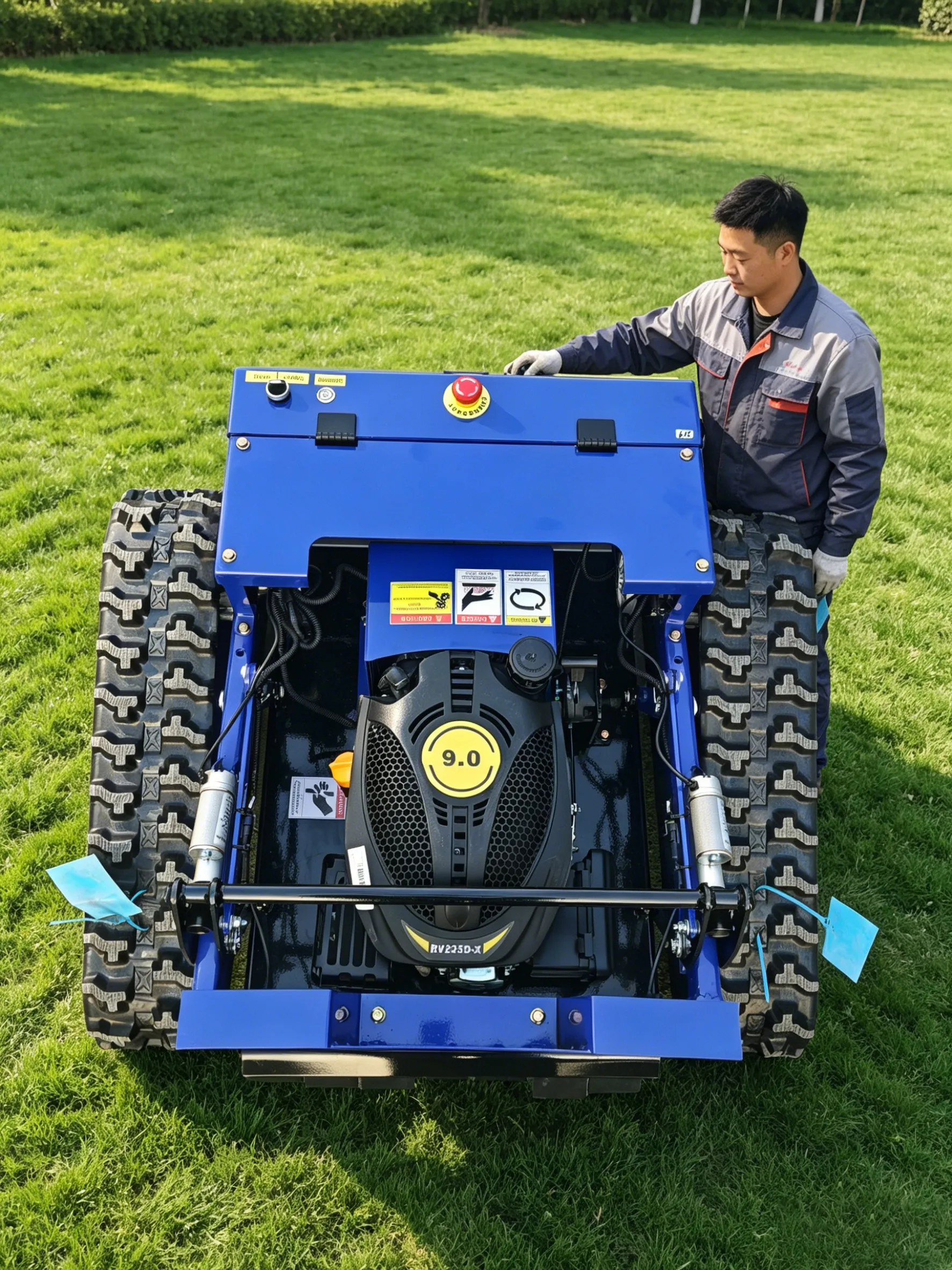 Customized lawn mower has a low ground pressure, making it less prone to getting stuck
Customized lawn mower has a low ground pressure, making it less prone to getting stuck