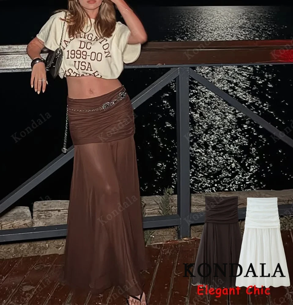KONDALA Elegant Fall Pleated Skirt Women Mesh Splicing Half Perspective Midi Skirt 2025 Spring Summer Fashion Holiday Skirt
KONDALA Elegant Fall Pleated Skirt Women Mesh Splicing Half Perspective Midi Skirt 2025 Spring Summer Fashion Holiday Skirt