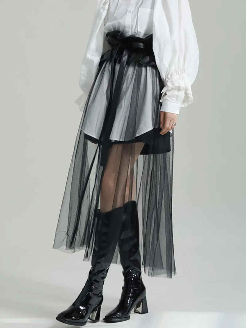Pu Black High Waist Leather Ruffles Mesh Long Elegant Half-body Skirt Women Fashion New Spring Autumn 2026 1DY95
Pu Black High Waist Leather Ruffles Mesh Long Elegant Half-body Skirt Women Fashion New Spring Autumn 2026 1DY95