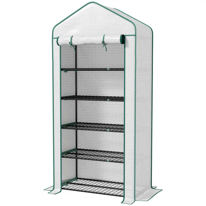 5 Tier Widened Mini Greenhouse with Reinforced PE Cover, Portable Indoor Outdoor Green House with Roll-up Door and Wire Shelves, 193H x 90W x 49Dcm, White
5 Tier Widened Mini Greenhouse with Reinforced PE Cover, Portable Indoor Outdoor Green House with Roll-up Door and Wire Shelves, 193H x 90W x 49Dcm, White