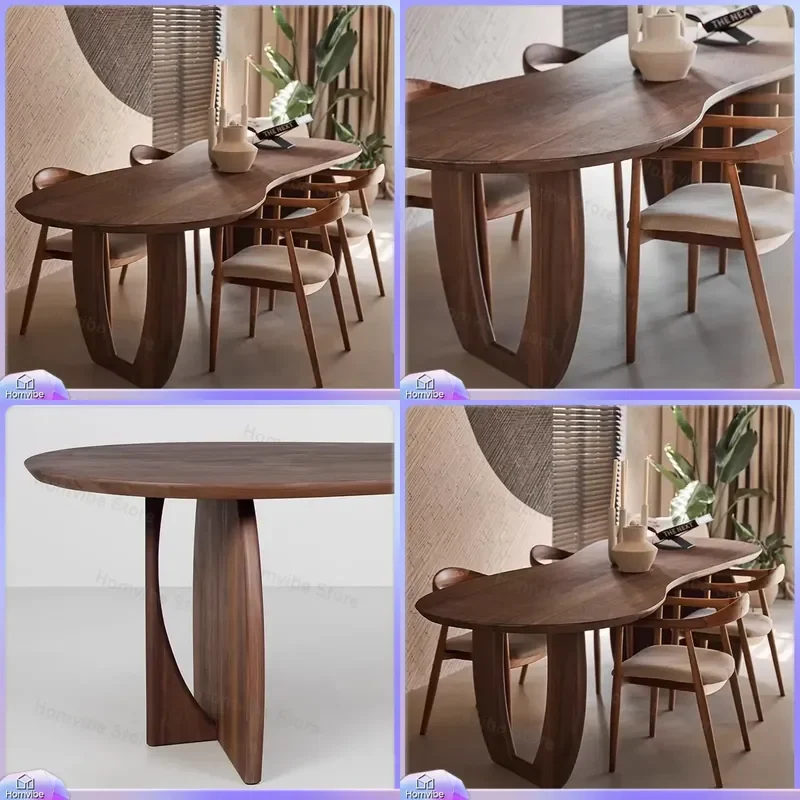 Modern Black Walnut Solid Wood Dining Table for Family Kitchen Restaurant Home Use Irregular Shape Rustic Farmhouse Style
Modern Black Walnut Solid Wood Dining Table for Family Kitchen Restaurant Home Use Irregular Shape Rustic Farmhouse Style