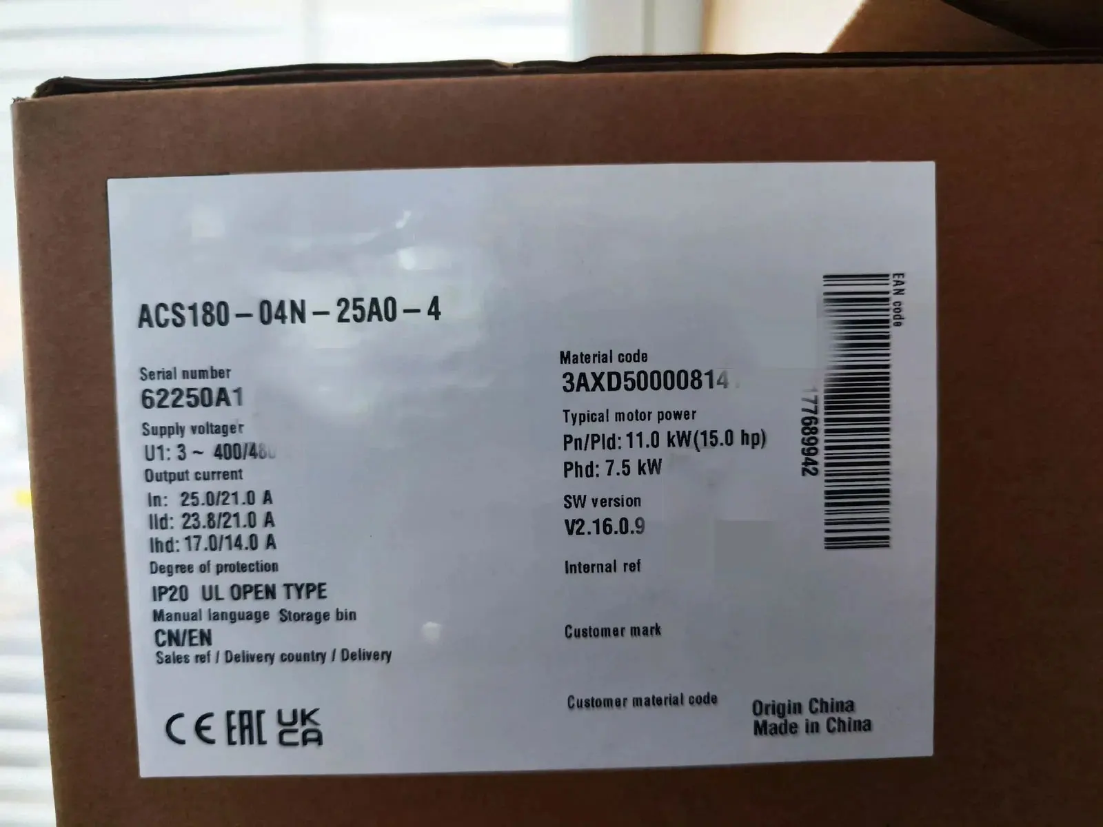 Совершенно новый ACS180-04N-25A0-4 ACS180-04N-033A-4 Гарантия один год
Совершенно новый ACS180-04N-25A0-4 ACS180-04N-033A-4 Гарантия один год