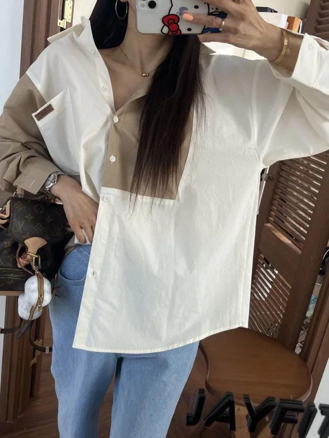 Женская рубашка Dongda Gate Spring 2026 свободного кроя с длинным рукавом, воротником и карманом, в стиле колор-блок, повседневная, дышащая, из хлопка
Женская рубашка Dongda Gate Spring 2026 свободного кроя с длинным рукавом, воротником и карманом, в стиле колор-блок, повседневная, дышащая, из хлопка