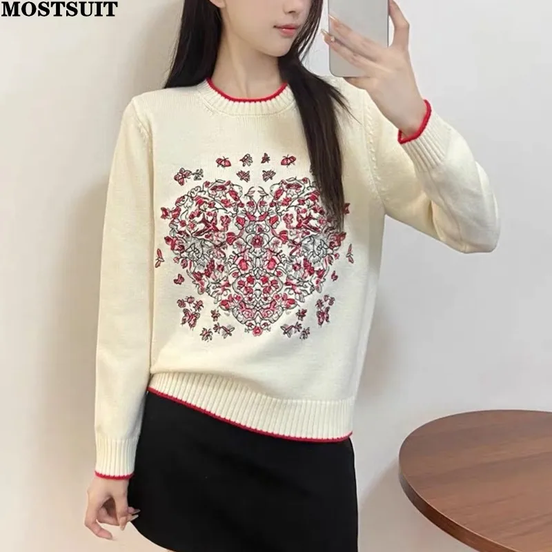 Vintage Embroidered Sweater Women Pullover Tops Autumn Winter Long Sleeve O-neck Jumpers Fashion Elegant Chic Ladies Knitwear
Vintage Embroidered Sweater Women Pullover Tops Autumn Winter Long Sleeve O-neck Jumpers Fashion Elegant Chic Ladies Knitwear
