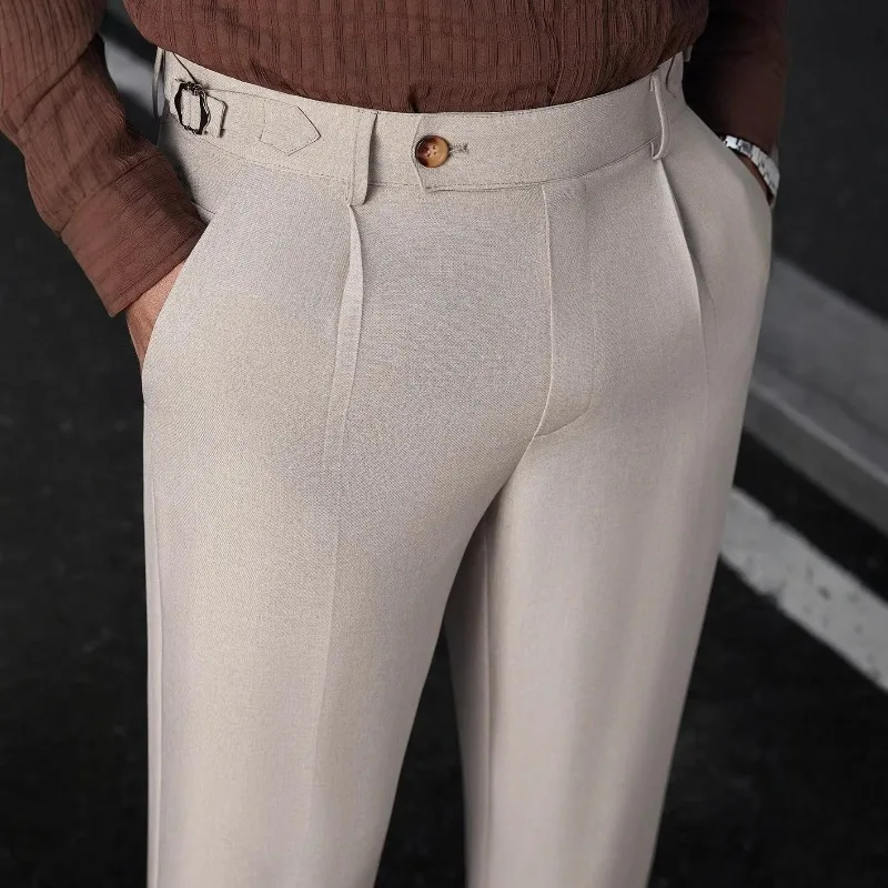 KIDWHXR Men Straight-leg Pant Korean Solid Color Pleated Male Suit Pant Loose Mid Waist Breathable Business Casual Man Trousers
KIDWHXR Men Straight-leg Pant Korean Solid Color Pleated Male Suit Pant Loose Mid Waist Breathable Business Casual Man Trousers