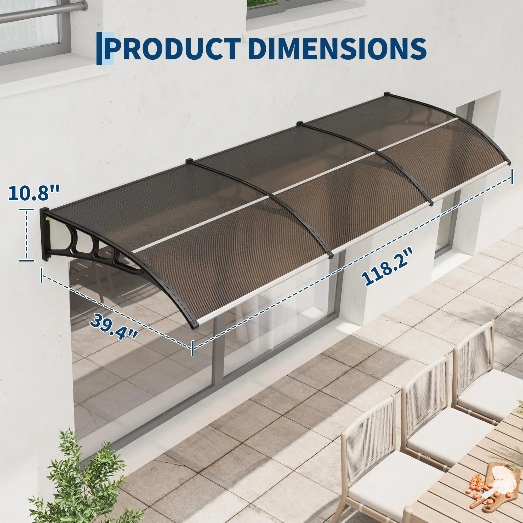 40x120" Polycarbonate Front Door Awning Window Patio Canopy Weatherproof Rain Snow Shelter With Reinforced Brackets
40x120" Polycarbonate Front Door Awning Window Patio Canopy Weatherproof Rain Snow Shelter With Reinforced Brackets