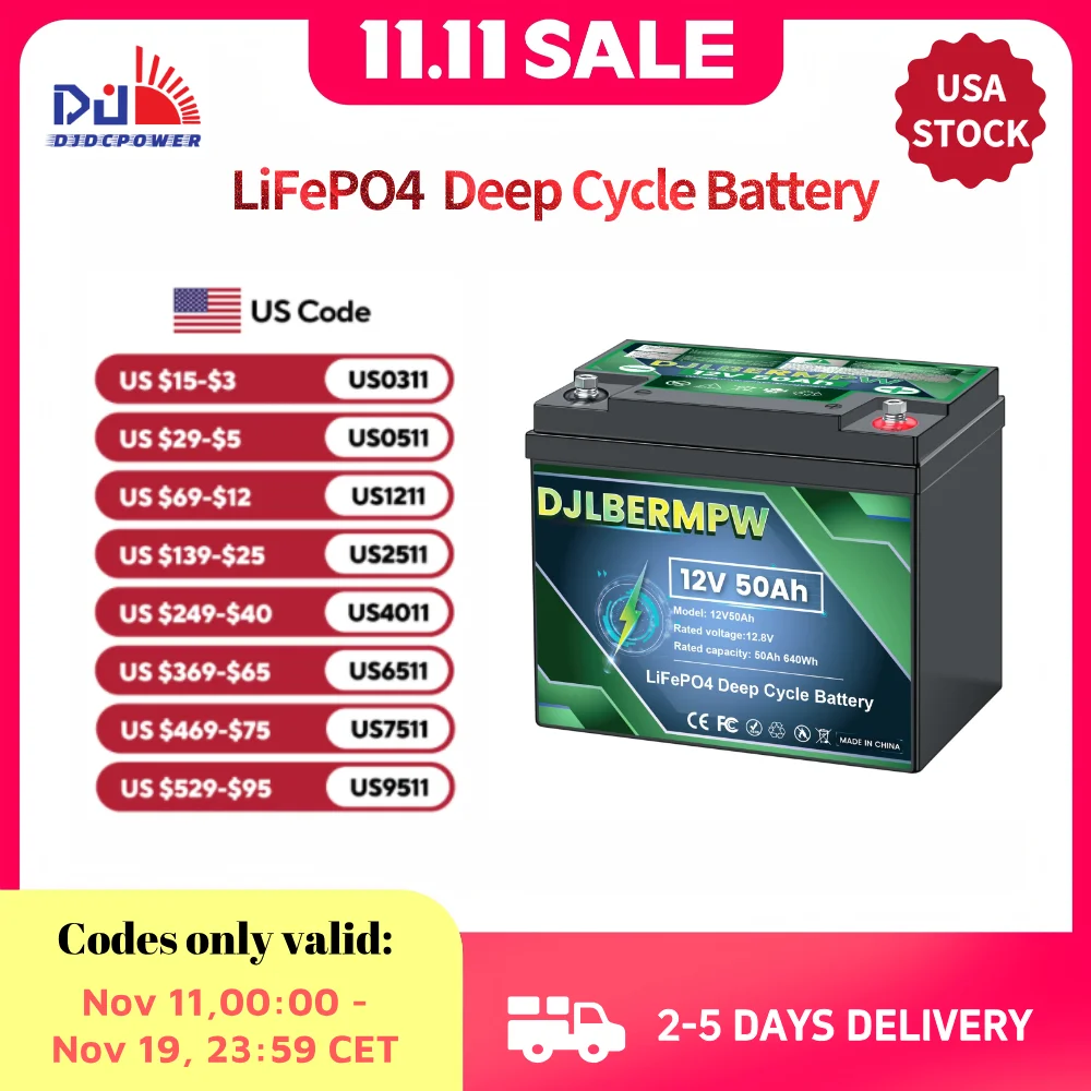 High-Performance 12V 50Ah LiFePO4 Battery Built-in 100A BMS Safe Efficient for Solar Systems Camping Backup Power
High-Performance 12V 50Ah LiFePO4 Battery Built-in 100A BMS Safe Efficient for Solar Systems Camping Backup Power