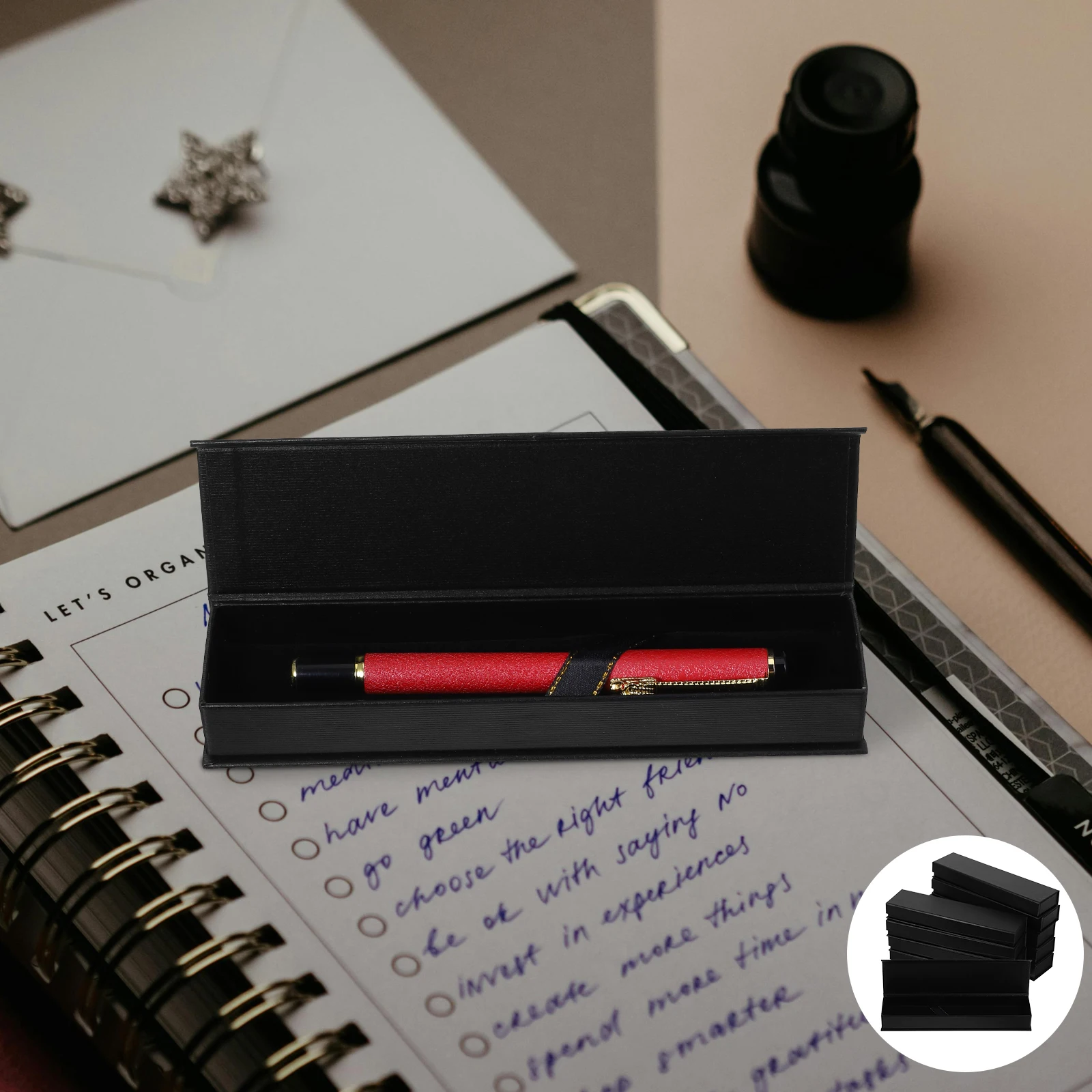 10pcs Black Magnetic Flip-Top Pen Packaging Gift Box Durable Storage for Pens Jewelry Watches Coins Present Boxes Writing Case
10pcs Black Magnetic Flip-Top Pen Packaging Gift Box Durable Storage for Pens Jewelry Watches Coins Present Boxes Writing Case