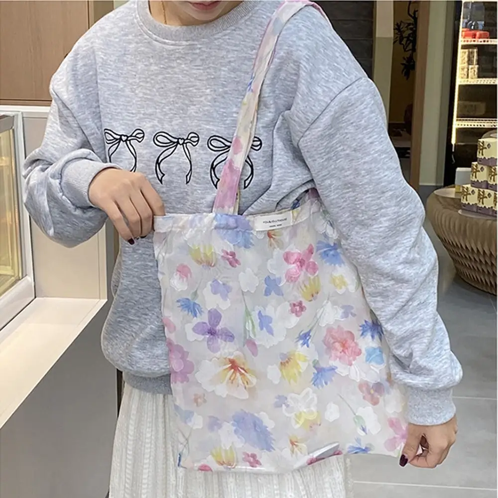 Fashion Korean Style Mesh Floral Handbag Large Capacity Folding Women's Clear Shoulder Bag INS Portable Eco Shopping Bag Girls
Fashion Korean Style Mesh Floral Handbag Large Capacity Folding Women's Clear Shoulder Bag INS Portable Eco Shopping Bag Girls