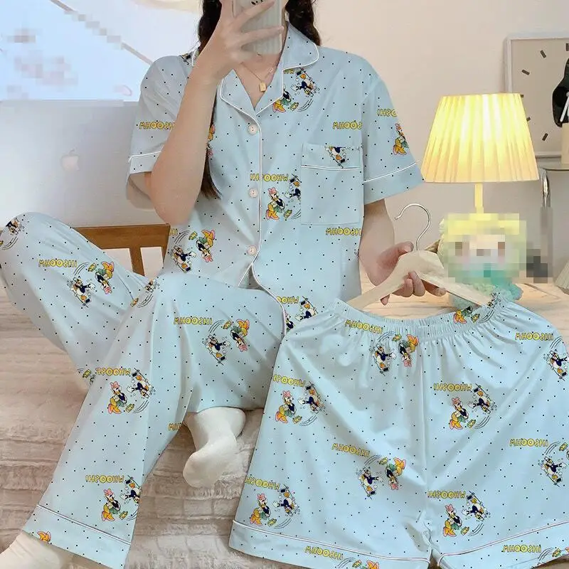 Новый летний женский комплект домашней одежды Kawaii с короткими рукавами, аниме-пижама для девочек на весну-осень, модный комплект из трех предметов: шорты и брюки
Новый летний женский комплект домашней одежды Kawaii с короткими рукавами, аниме-пижама для девочек на весну-осень, модный комплект из трех предметов: шорты и брюки