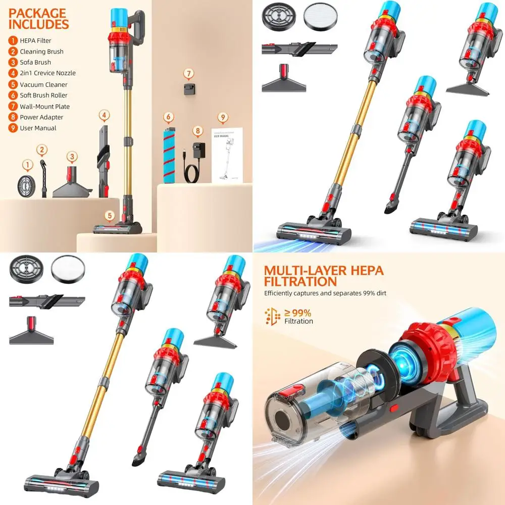 70-Minute Cordless Stick Vacuum, 550W Strong Suction, Anti-Tangle, Lightweight for Home, Car, Pet Hair, LED Display
70-Minute Cordless Stick Vacuum, 550W Strong Suction, Anti-Tangle, Lightweight for Home, Car, Pet Hair, LED Display