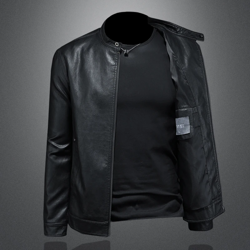 Мужская кожаная мотоциклетная куртка Slim Fit, повседневная, на молнии, с длинными рукавами, однотонная, осенняя, модная верхняя одежда
Мужская кожаная мотоциклетная куртка Slim Fit, повседневная, на молнии, с длинными рукавами, однотонная, осенняя, модная верхняя одежда