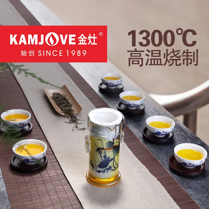 KAMJOVE High-temperature Fired Ceramic Gongfu Tea Set with a Glass Tea Pot Featuring an Integrated Filter
KAMJOVE High-temperature Fired Ceramic Gongfu Tea Set with a Glass Tea Pot Featuring an Integrated Filter