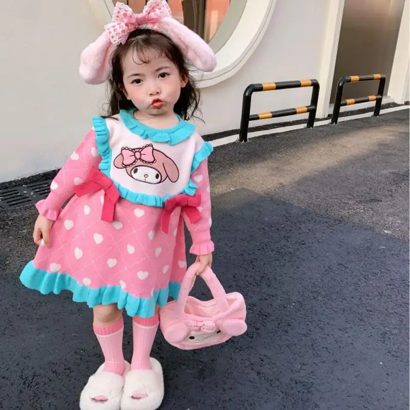 Sanrios Children My Melody Dress Autumn Winter Round Neck Anime Figure Long Sleeves Knitted Skirt Polka Dots Kids Girl Kawaii
Sanrios Children My Melody Dress Autumn Winter Round Neck Anime Figure Long Sleeves Knitted Skirt Polka Dots Kids Girl Kawaii