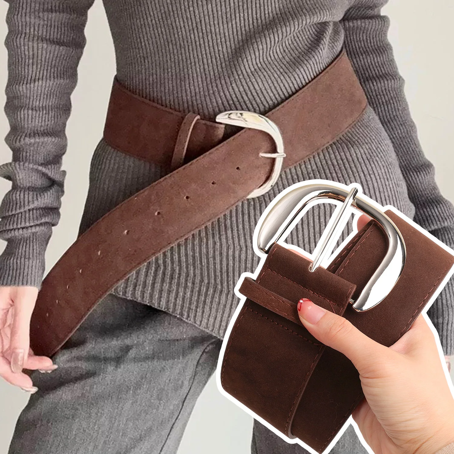 Y2K Vintage Wide Belt Grunge Matte Suede Waist Cincher with Metal Buckle for Low Jeans Streetwear Accessories Summer Decorative
Y2K Vintage Wide Belt Grunge Matte Suede Waist Cincher with Metal Buckle for Low Jeans Streetwear Accessories Summer Decorative