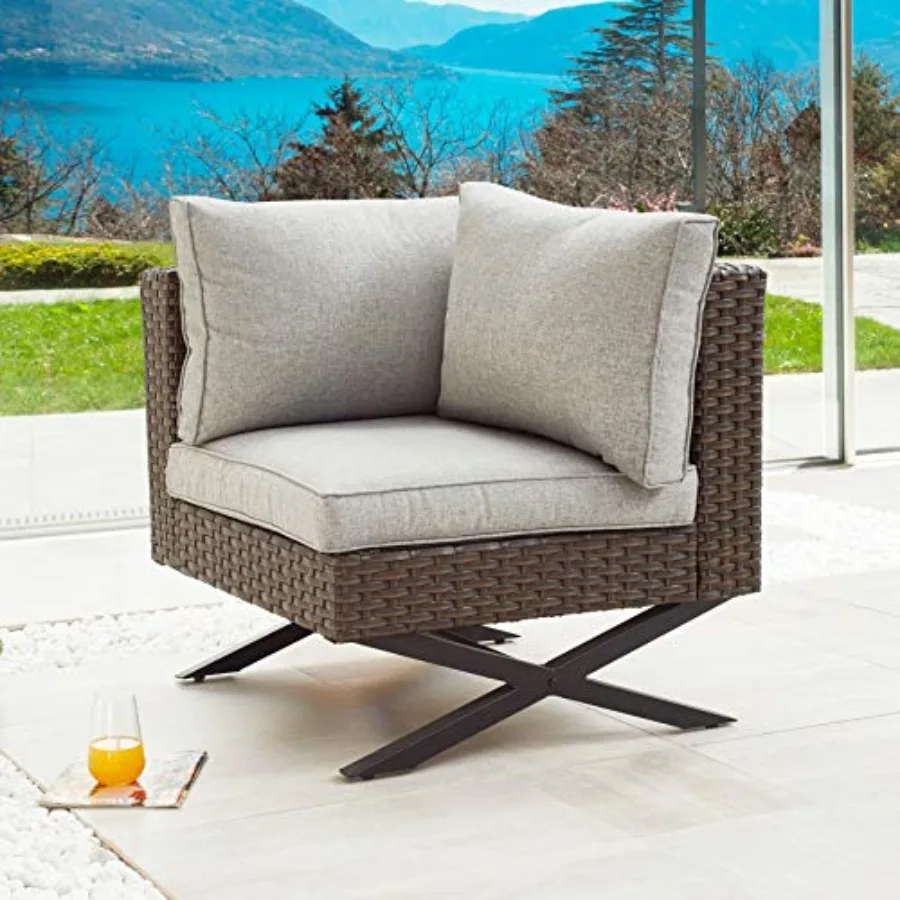 Outdoor patio armless sofas for conversation seating, powder-coated steel X-leg frame, charcoal gray finish, 5.1-inch thick wea
Outdoor patio armless sofas for conversation seating, powder-coated steel X-leg frame, charcoal gray finish, 5.1-inch thick wea