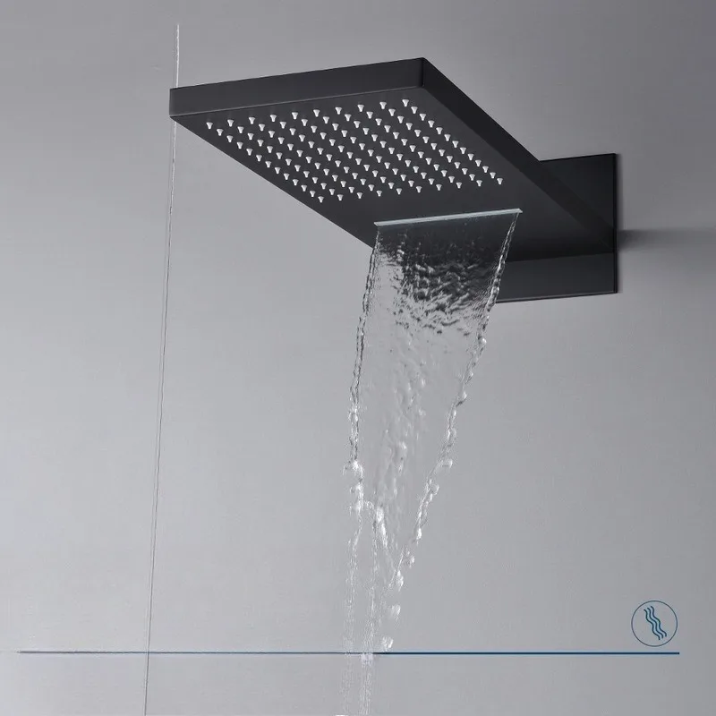 Настенный скрытый душевой набор с черной горячей и холодной водой, водопад с летающим дождем, подвесной потолкой, скрытым смесителем
Настенный скрытый душевой набор с черной горячей и холодной водой, водопад с летающим дождем, подвесной потолкой, скрытым смесителем