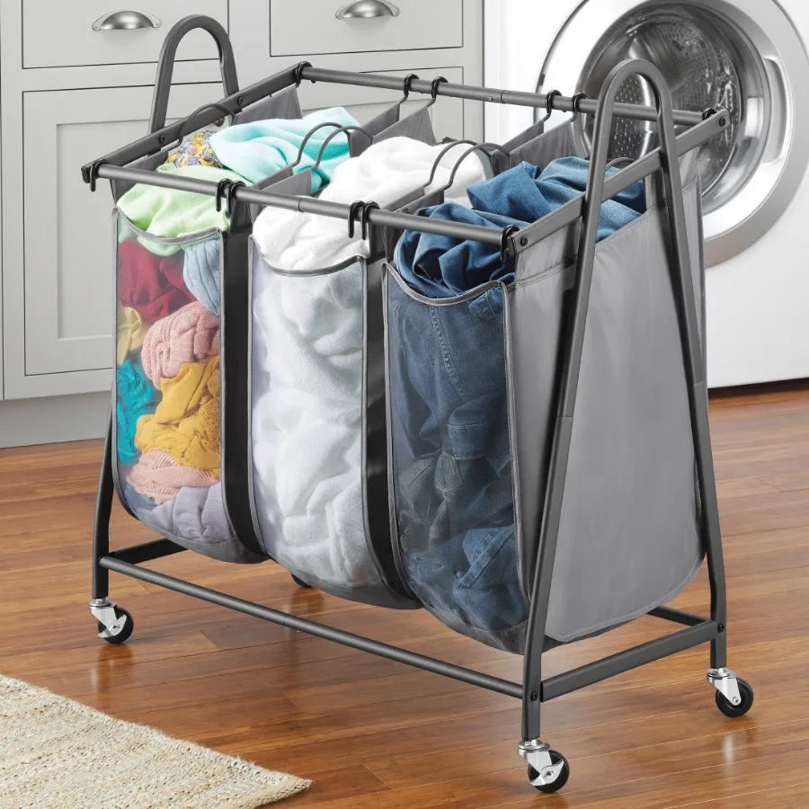 Triple-Compartment Laundry Sorter for Home and Dorm Use Space-Saving Sturdy Design with Three Large Bags Gray 17 x 33 x 34
Triple-Compartment Laundry Sorter for Home and Dorm Use Space-Saving Sturdy Design with Three Large Bags Gray 17 x 33 x 34