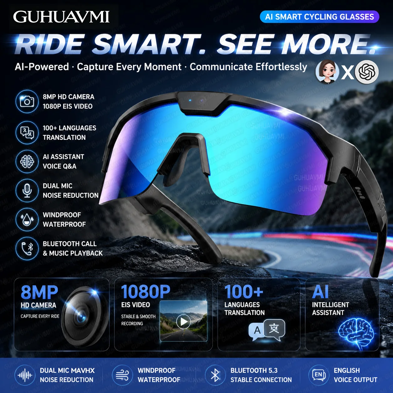 2026 New AI Smart Sports shooting&recording Glasses 800W Camera HD Anti-shake Bicycle Riding Shooting Artifact Windproof Goggles
2026 New AI Smart Sports shooting&recording Glasses 800W Camera HD Anti-shake Bicycle Riding Shooting Artifact Windproof Goggles