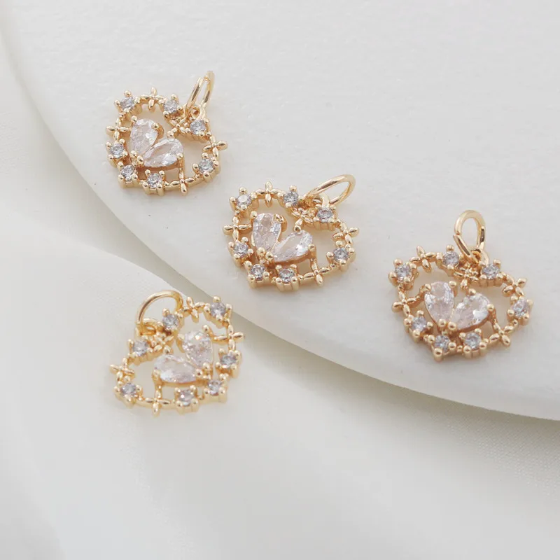 14K Gold Plated Micro Pave CZ Heart Charms 15mm DIY Bracelet Necklace Earring Jewelry Findings
14K Gold Plated Micro Pave CZ Heart Charms 15mm DIY Bracelet Necklace Earring Jewelry Findings