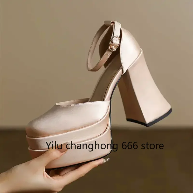 Platform Chunky Heel Wedding Women Shoes Square Toe Satin Shallow Ankle Strap High Heels Comfort Banquet Sandals 12cm Heel
Platform Chunky Heel Wedding Women Shoes Square Toe Satin Shallow Ankle Strap High Heels Comfort Banquet Sandals 12cm Heel