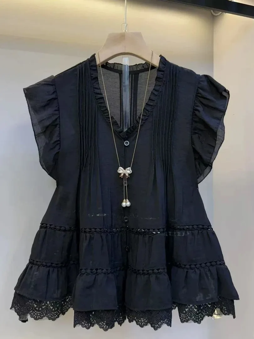 Summer 2026 Casual Style plus Size Women's Shirt Lace Wood Grain Anti-Aging Breathable V-neck Button Closure Regular Length
Summer 2026 Casual Style plus Size Women's Shirt Lace Wood Grain Anti-Aging Breathable V-neck Button Closure Regular Length