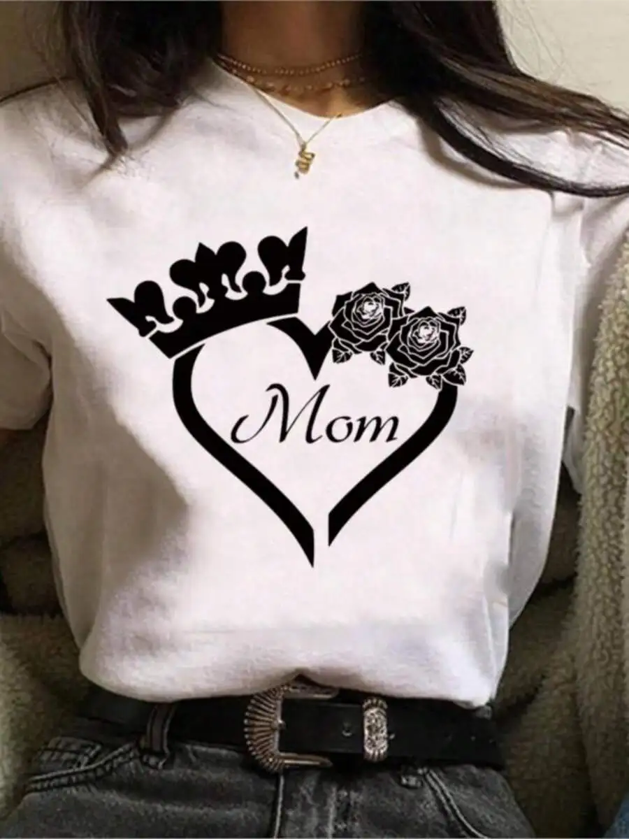 Womens Heart Crown Rose Mom T-Shirt Loose Casual Summer Top
Womens Heart Crown Rose Mom T-Shirt Loose Casual Summer Top