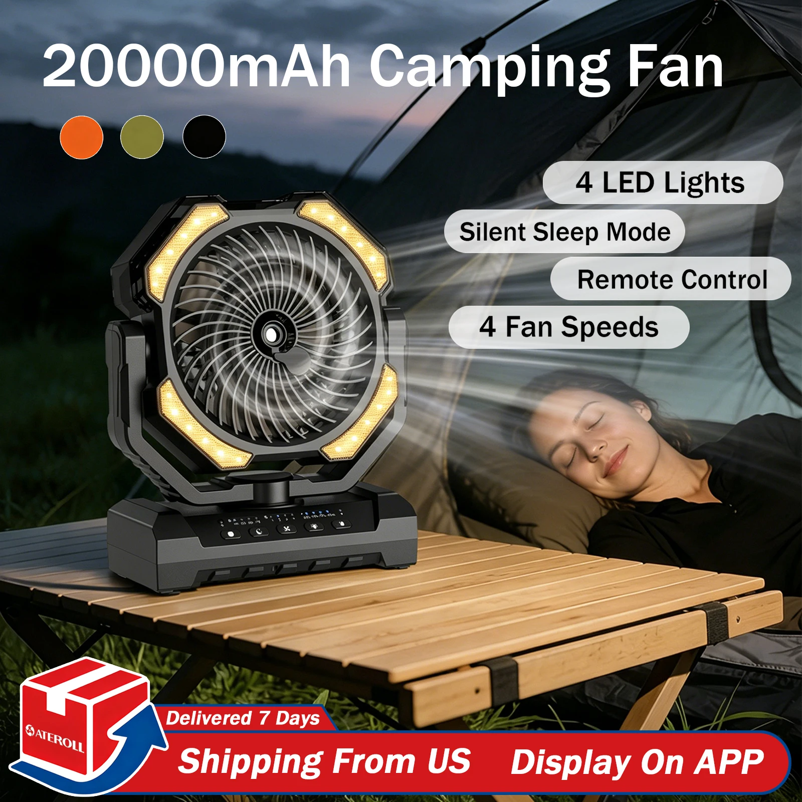 20000mAh Camping Fan Battery Operated Industrial Style Fan 4 LED & 4 Speeds Desk Fan Remote Rechargeable Outdoor Fans for Tent
20000mAh Camping Fan Battery Operated Industrial Style Fan 4 LED & 4 Speeds Desk Fan Remote Rechargeable Outdoor Fans for Tent