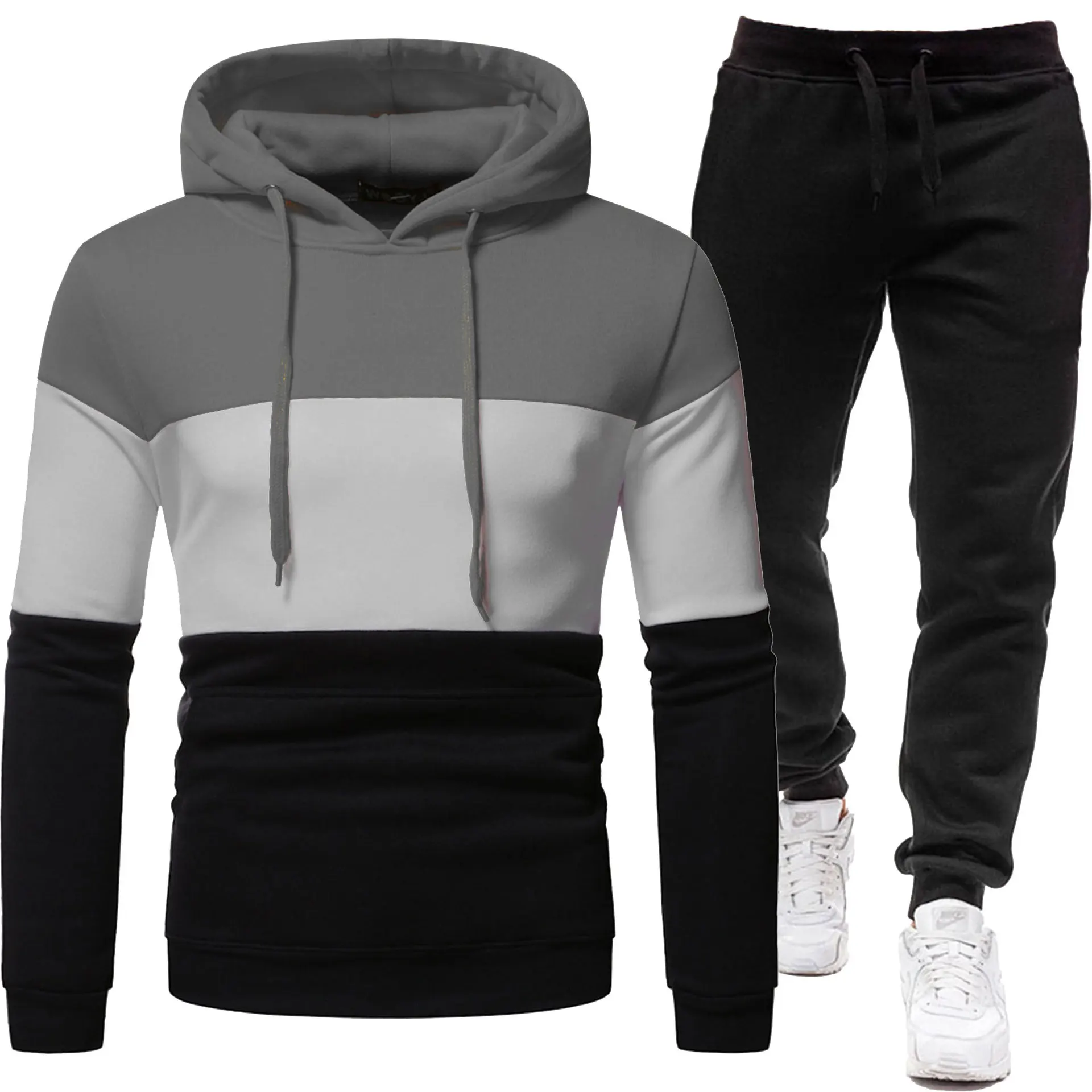 2025 Autumn/Winter Men's Set - Fashionable 3-Color Patchwork Hooded Sweatshirt with Casual Sports Pants Set
2025 Autumn/Winter Men's Set - Fashionable 3-Color Patchwork Hooded Sweatshirt with Casual Sports Pants Set