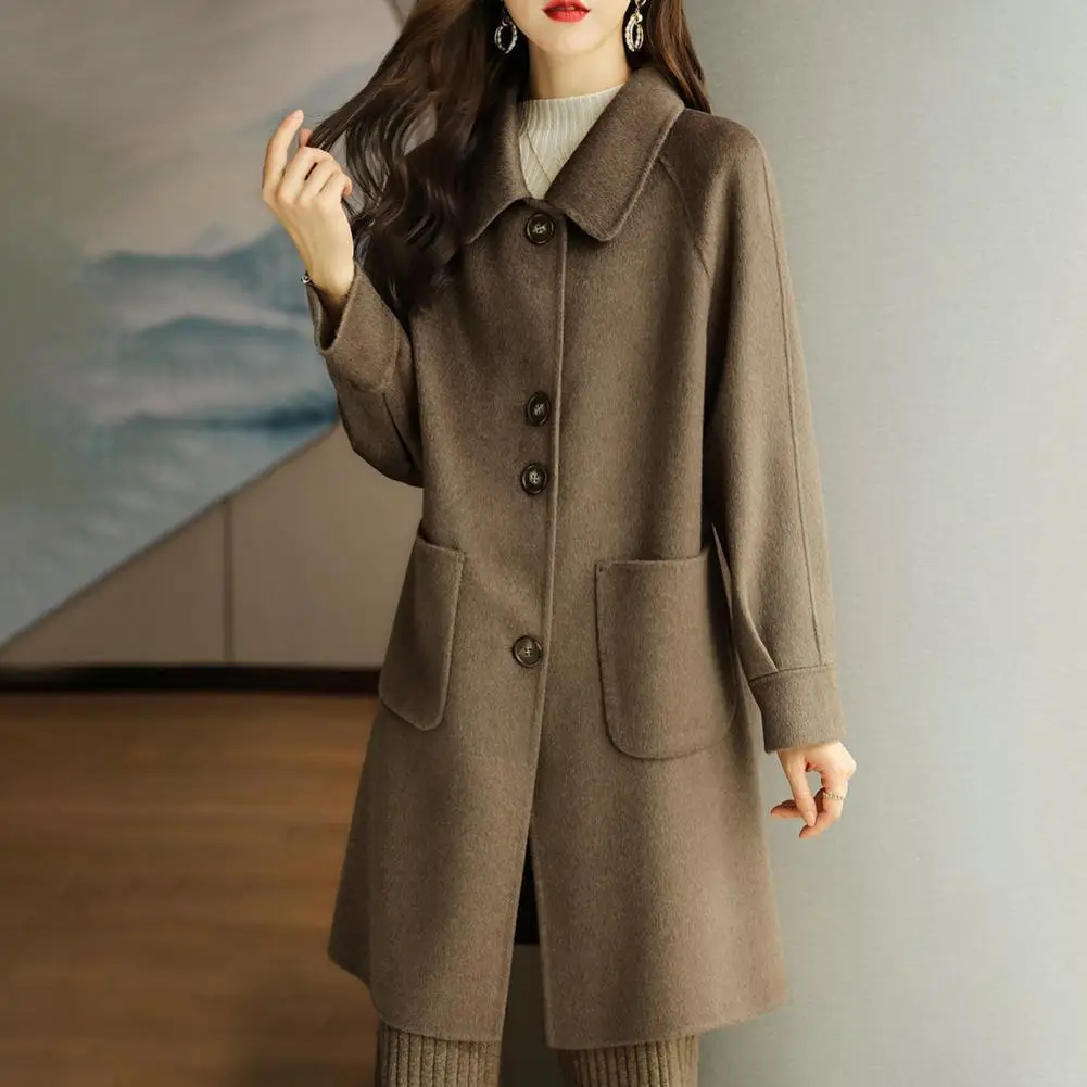 Women Winter Overcoat Turn-down Collar Pockets Pure Color Single-breasted Cardigan Coat Thermal Commuting Dating Winter Coat
Women Winter Overcoat Turn-down Collar Pockets Pure Color Single-breasted Cardigan Coat Thermal Commuting Dating Winter Coat
