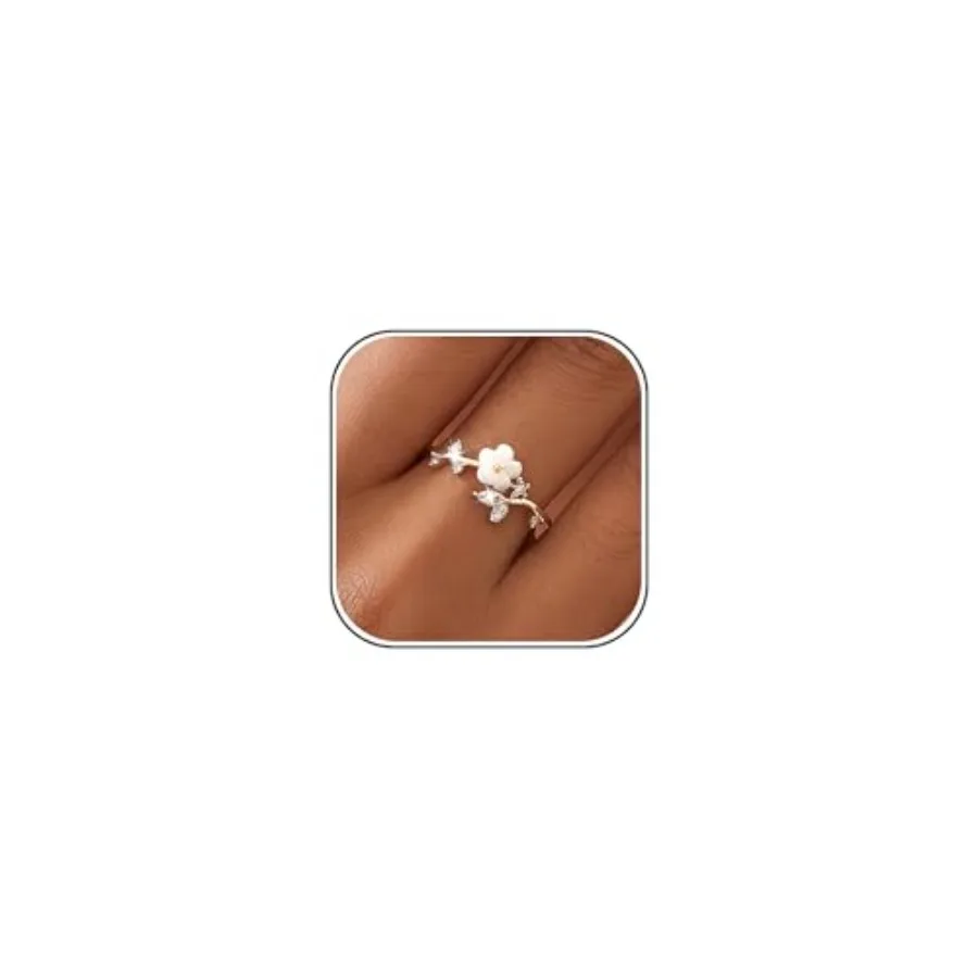 Rings for Women Non Tarnish, 14K Plated Open Pearl Flower Band Adjustable Cubic Zirconia Rings for Women
Rings for Women Non Tarnish, 14K Plated Open Pearl Flower Band Adjustable Cubic Zirconia Rings for Women