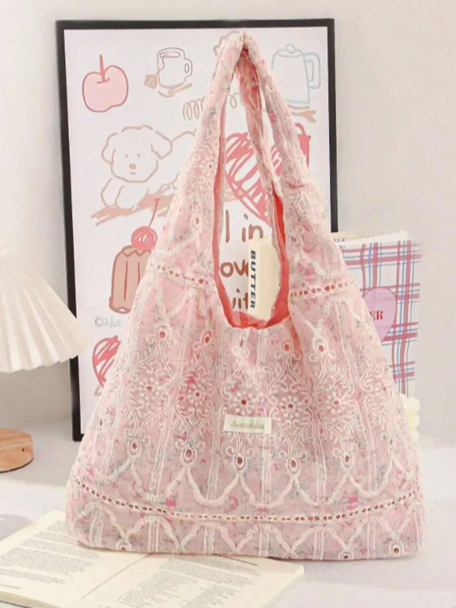 Pink Lace Floral Casual Tote Bag Large Capacity Shoulder Handbag For Women
Pink Lace Floral Casual Tote Bag Large Capacity Shoulder Handbag For Women