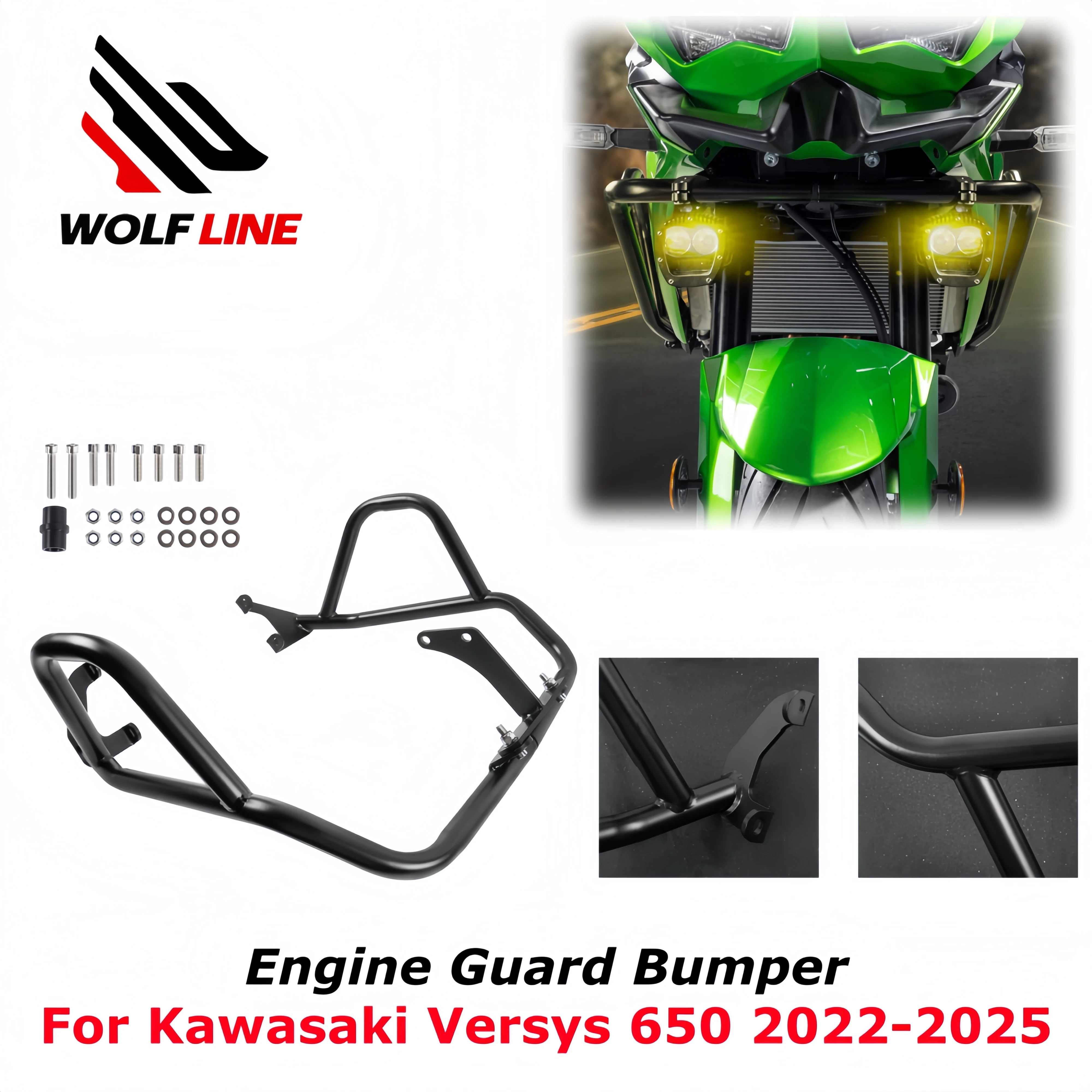 Защита двигателя WOLFLINE для Kawasaki Versys 650, бампер, дуги безопасности, защита топливного бака от падений, 2022-2025
Защита двигателя WOLFLINE для Kawasaki Versys 650, бампер, дуги безопасности, защита топливного бака от падений, 2022-2025