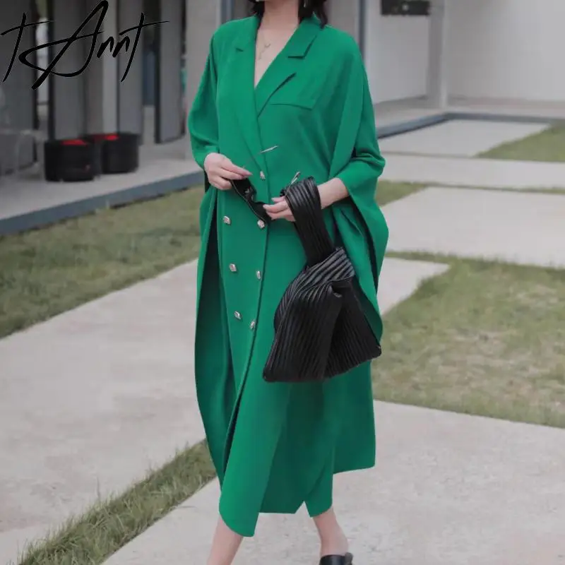 TANNT Women Trench Coat 2025 Autumn Temperament Batwing Sleeve Double Breasted Black Green Windbreaker Loose Long Overcoat
TANNT Women Trench Coat 2025 Autumn Temperament Batwing Sleeve Double Breasted Black Green Windbreaker Loose Long Overcoat