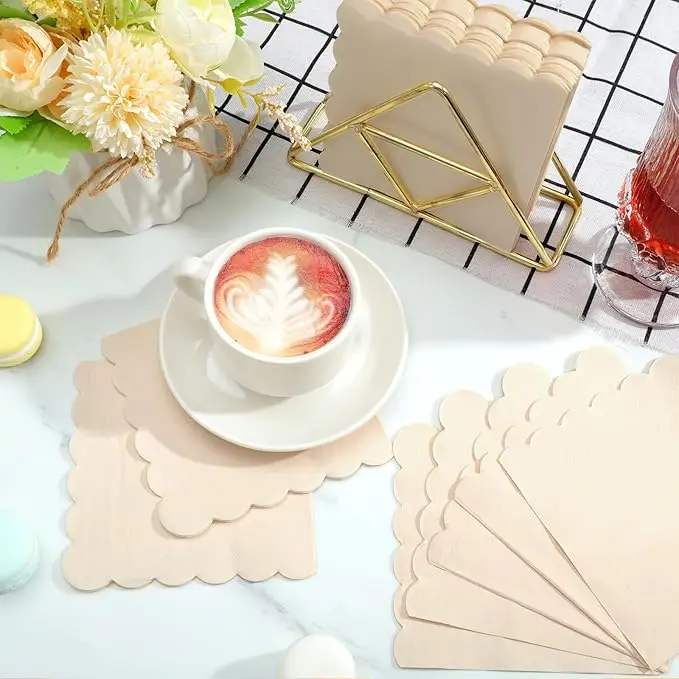 100Pcs Cocktail Napkins 2-Ply Scalloped Folded 5x5Inch Disposable Dessert Beverage Napkin for Home Wedding Table Party Supplies 
100Pcs Cocktail Napkins 2-Ply Scalloped Folded 5x5Inch Disposable Dessert Beverage Napkin for Home Wedding Table Party Supplies