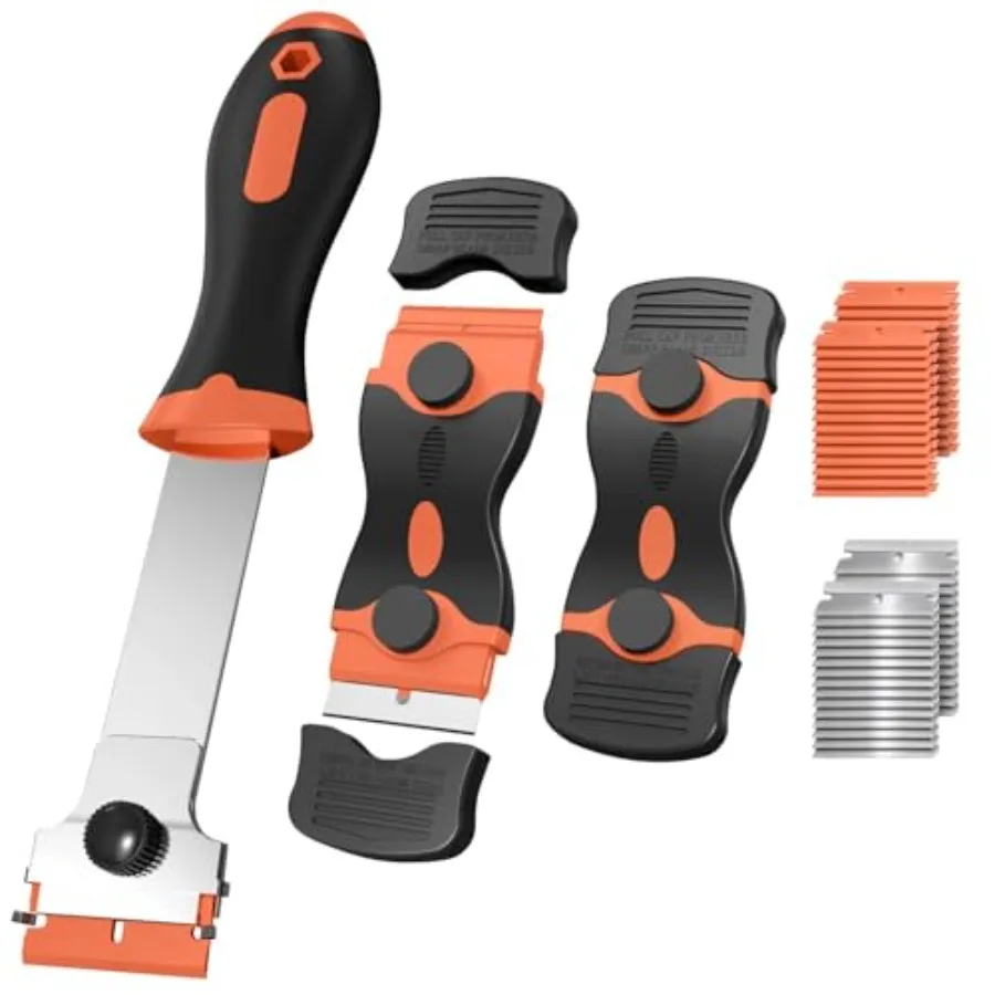 3 Pack Razor Blade Scraper Set, Includes 30 Plastic and 30 Metal Blades, Multi-Purpose Tool for Glass, Cooktop, Sticker Removal
3 Pack Razor Blade Scraper Set, Includes 30 Plastic and 30 Metal Blades, Multi-Purpose Tool for Glass, Cooktop, Sticker Removal