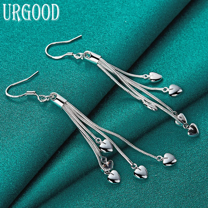 925 Sterling Silver Snake Chain Five Heart Long Drop Earrings For Women Party Engagement Wedding Fashion Jewelry Gift
925 Sterling Silver Snake Chain Five Heart Long Drop Earrings For Women Party Engagement Wedding Fashion Jewelry Gift