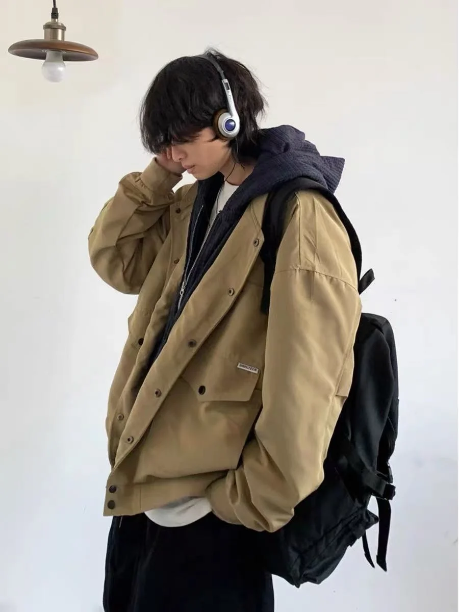 Retro Japanese Sle Patchwork Hooded Work Jaet Loose Multi-ket Outerwear for Men And Women Spring Autumn New Arrival
Retro Japanese Sle Patchwork Hooded Work Jaet Loose Multi-ket Outerwear for Men And Women Spring Autumn New Arrival