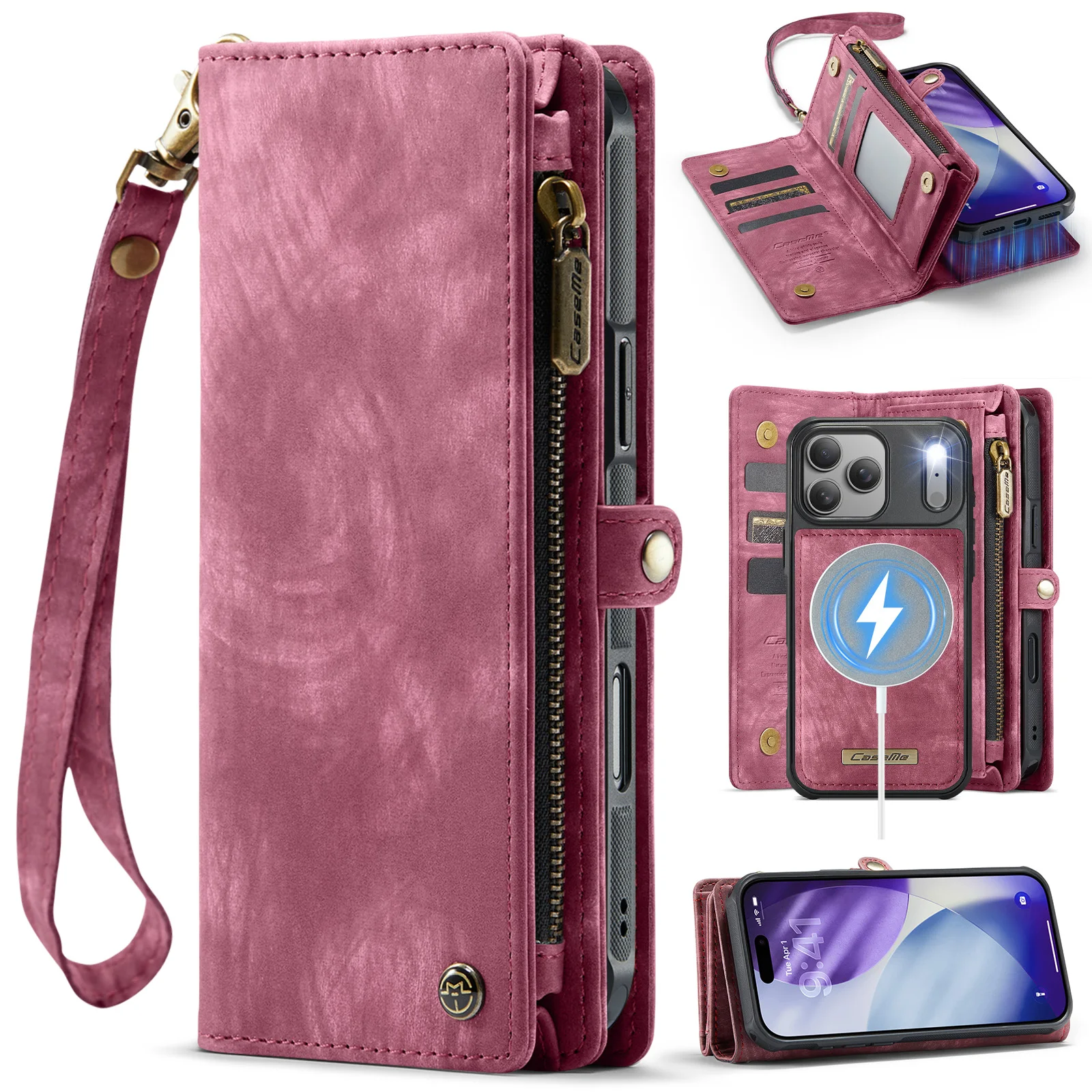 Shockproof Detachable Leather Card Holder Wallet Case For iPhone 17 Pro Max 16 15 14 13 12, Zipper Purse Kickstand Phone Cover
Shockproof Detachable Leather Card Holder Wallet Case For iPhone 17 Pro Max 16 15 14 13 12, Zipper Purse Kickstand Phone Cover