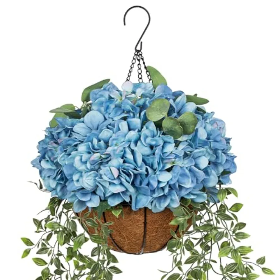 Outdoor indoor decor: large blue hydrangea artificial flowers in hanging basket, UV-resistant silk material, 13-inch faux hydra
Outdoor indoor decor: large blue hydrangea artificial flowers in hanging basket, UV-resistant silk material, 13-inch faux hydra