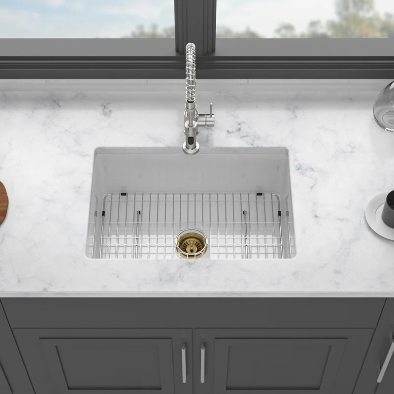 30" x 18" x 10" Undermount Single Bowl Fireclay Kitchen Sink - White Porcelain Rectangular Deep Basin
30" x 18" x 10" Undermount Single Bowl Fireclay Kitchen Sink - White Porcelain Rectangular Deep Basin