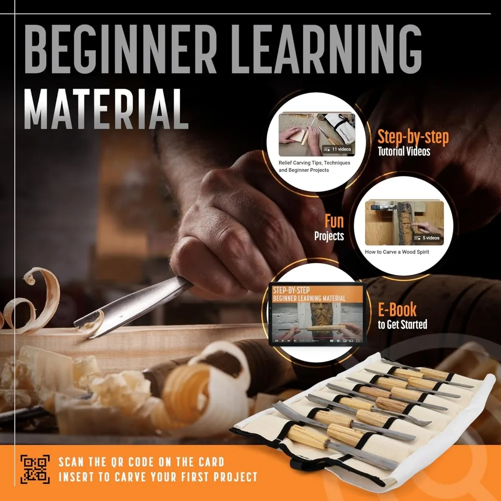 Set of 12 Chisels with Canvas Case | Wood Carving Chisels with Razor Sharp CR-V 60 Steel Blades
Set of 12 Chisels with Canvas Case | Wood Carving Chisels with Razor Sharp CR-V 60 Steel Blades