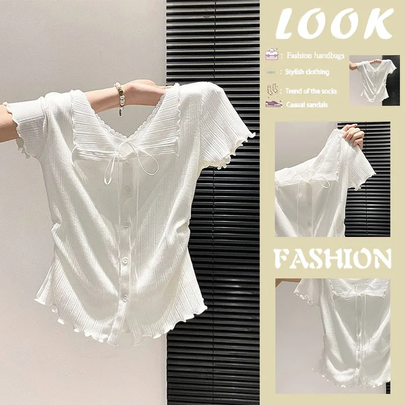 Lace Patchwork Short Sleeve Women's T-Shirt Slim Fit Summer Waist Cinched Top Breathable Skin-Friendly UV Protection
Lace Patchwork Short Sleeve Women's T-Shirt Slim Fit Summer Waist Cinched Top Breathable Skin-Friendly UV Protection